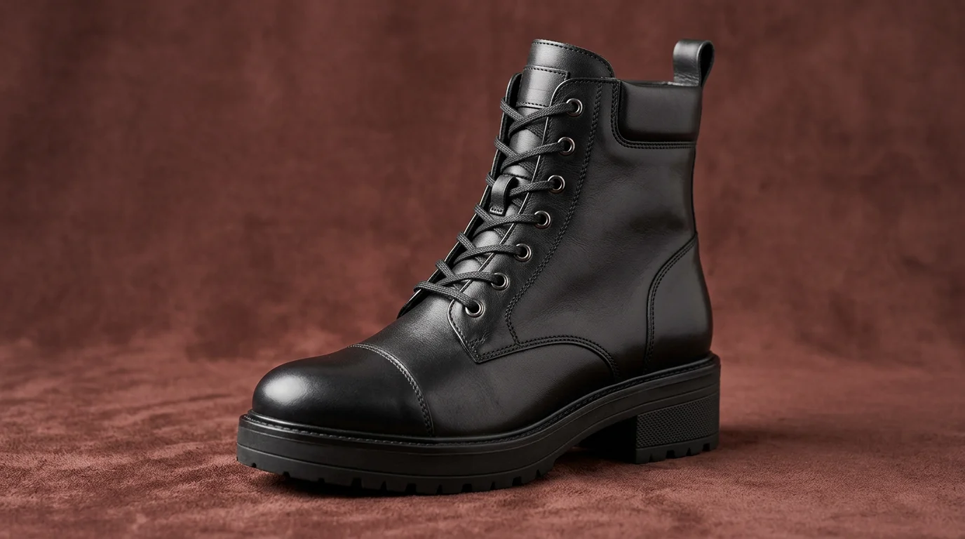 Bottine à lacets noire en cuir grainé The Flexx