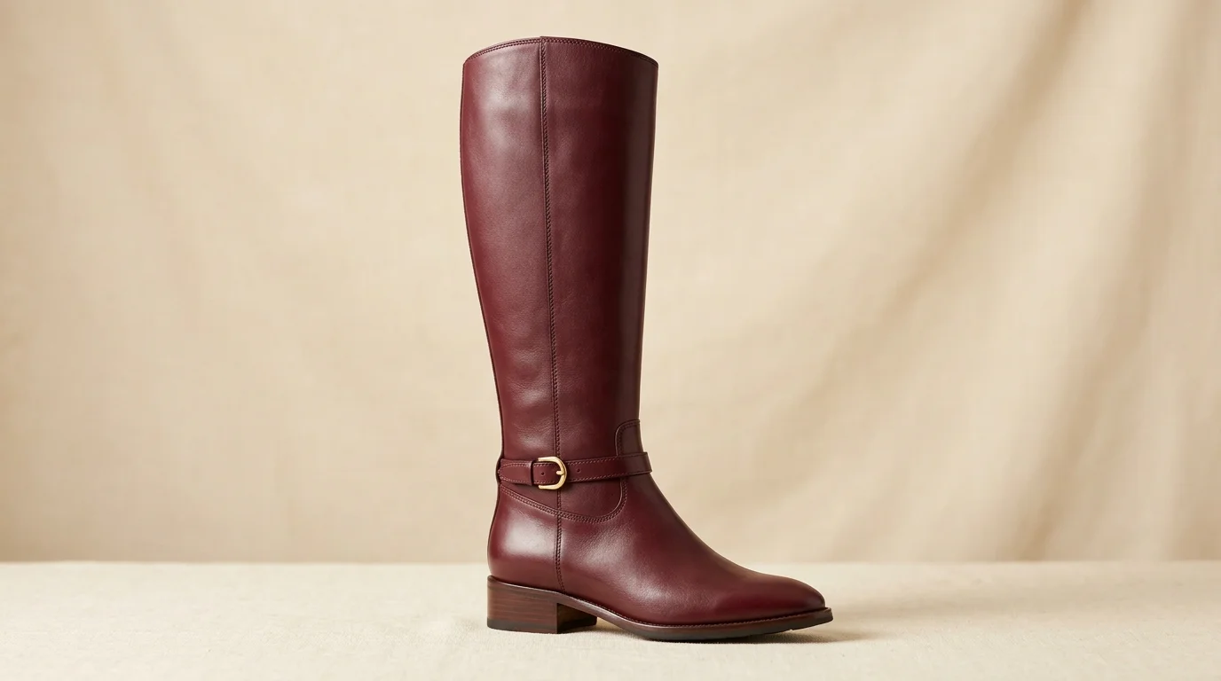 Bottine montante cuissarde bordeaux cuir lisse The Flexx