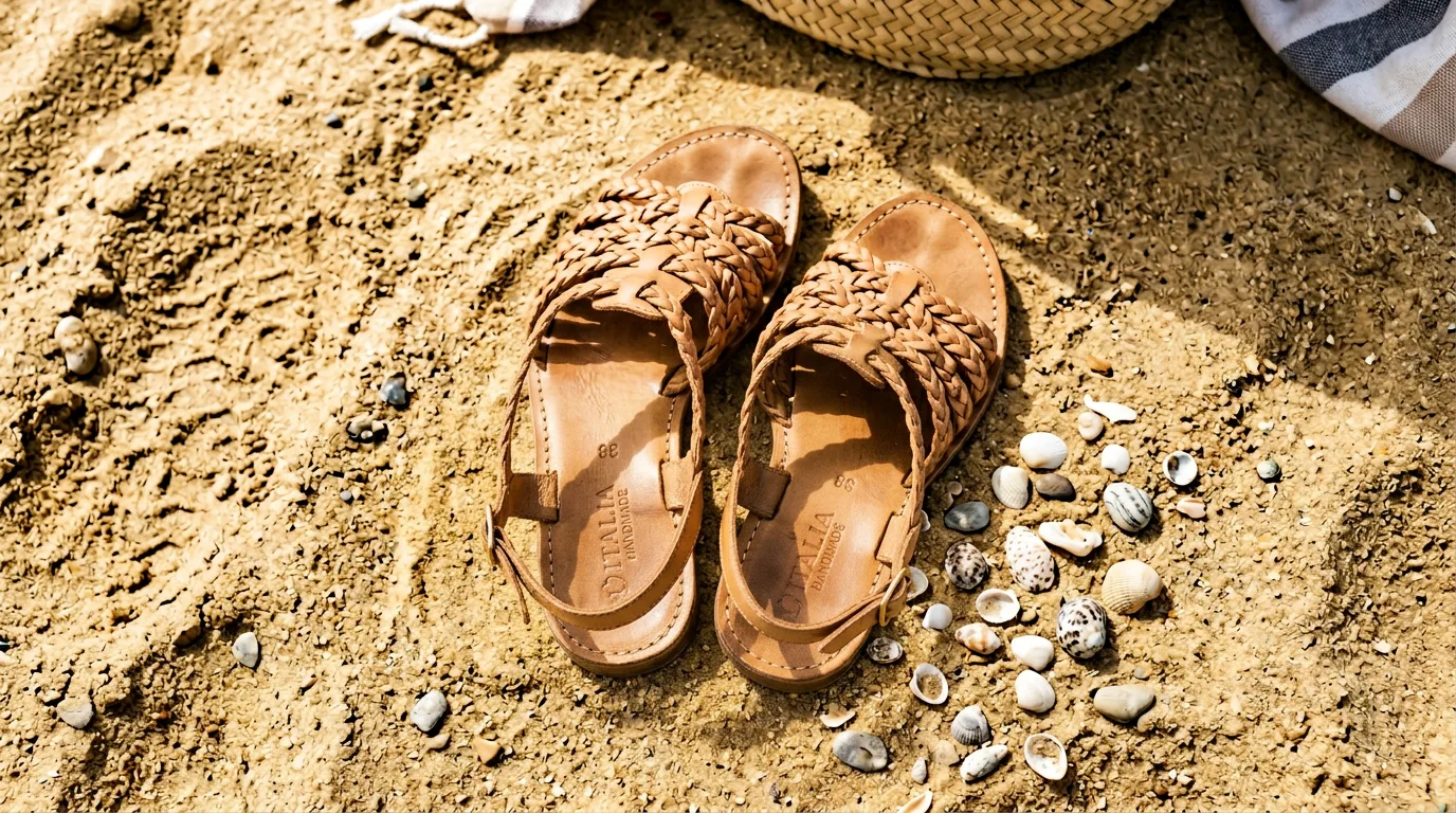 Paire de sandales Flexx vues de dessus sur sable