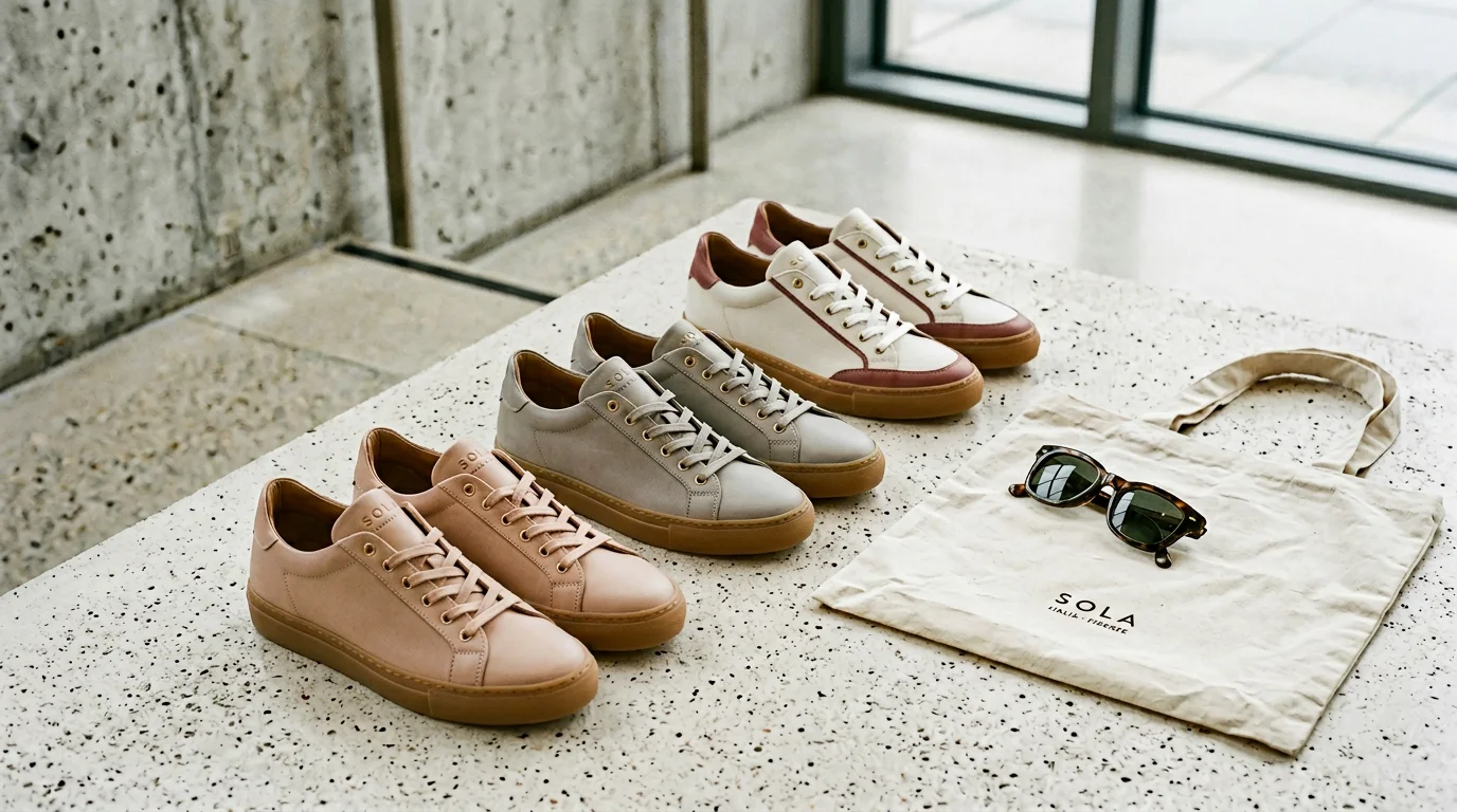 Baskets blanches The Flexx en cuir souple sur fond naturel