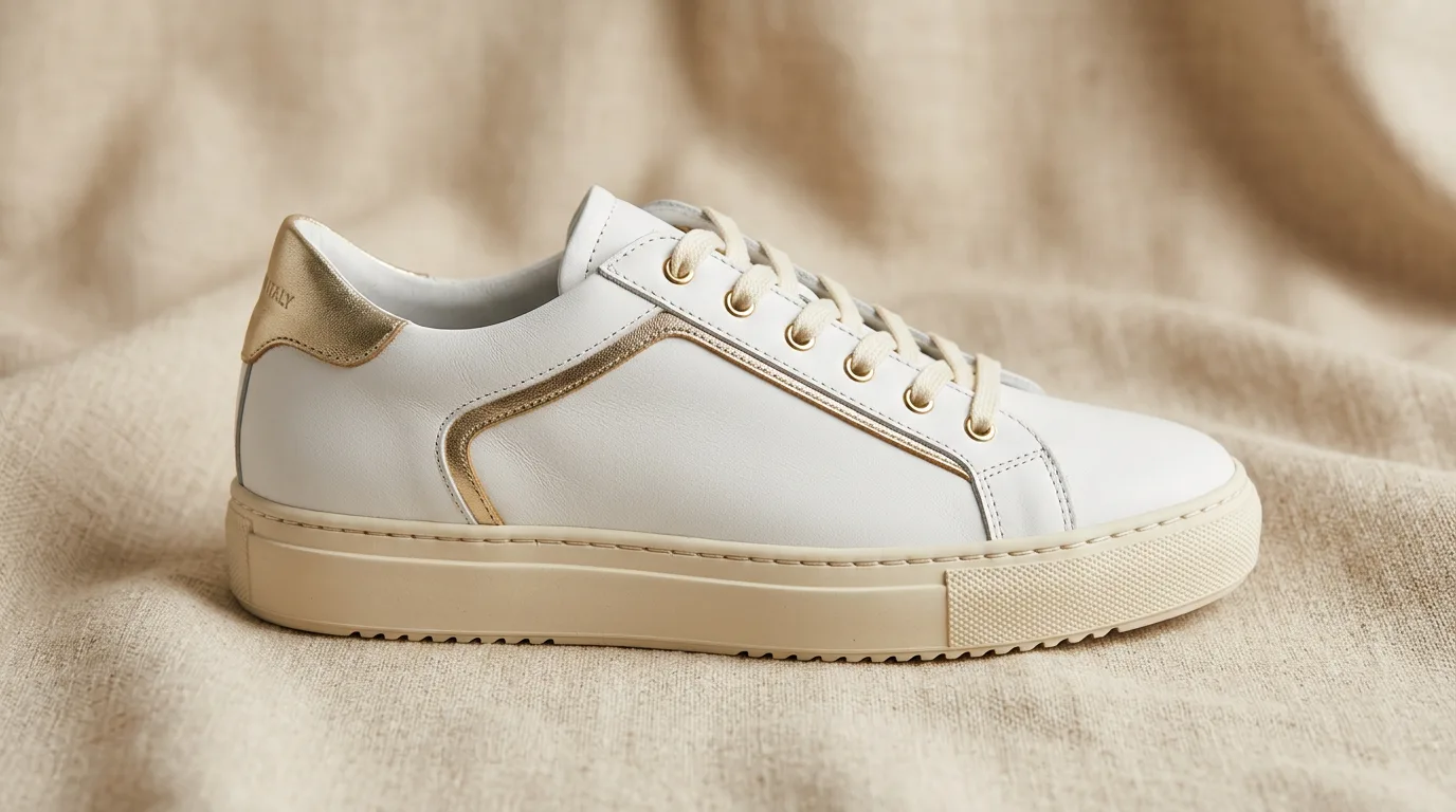 Basket basse blanche en cuir The Flexx avec détails dorés