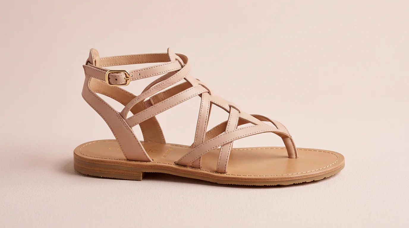 Sandale plate spartiate nude à brides multiples The Flexx