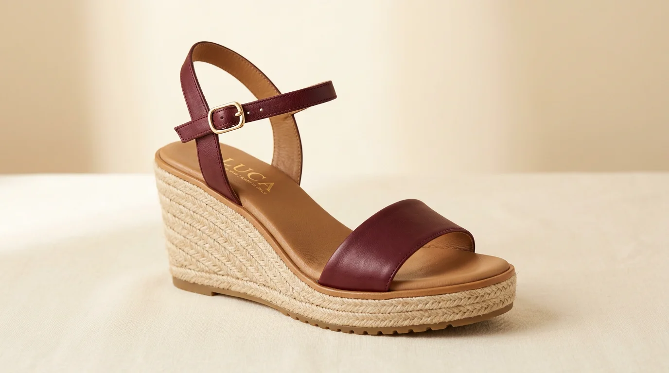 Sandale compensée bordeaux à talon liège The Flexx