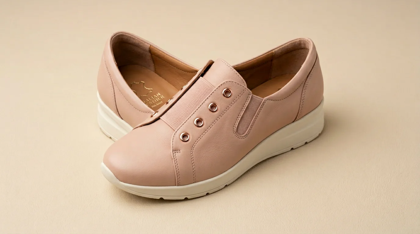 Basket slip-on nude en cuir souple The Flexx
