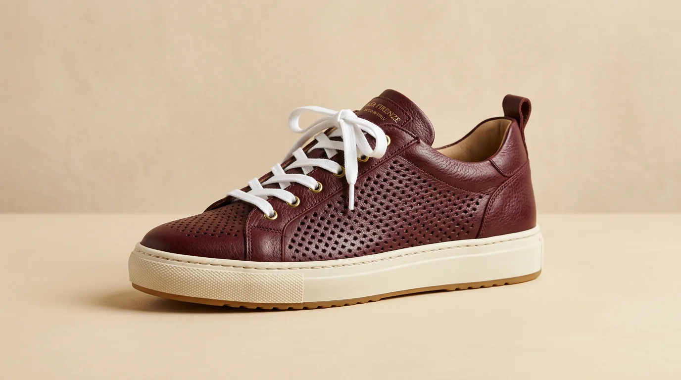 Basket en cuir perforé bordeaux The Flexx à lacets blancs